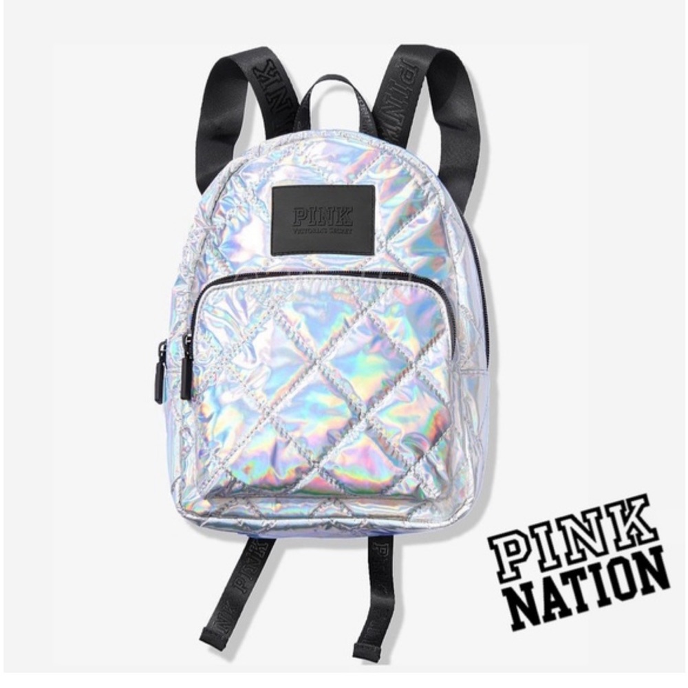 NWT VS PINK Iridescent Mini Quilted Backpack